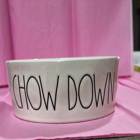 Rae Dunn 6” CHOW DOWN pet bowl ivory ceramic - Picture 5 of 7